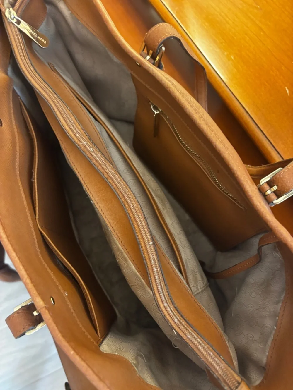 Michael Kors Jet Set Saffiano Leather Tote Brown MK Bag